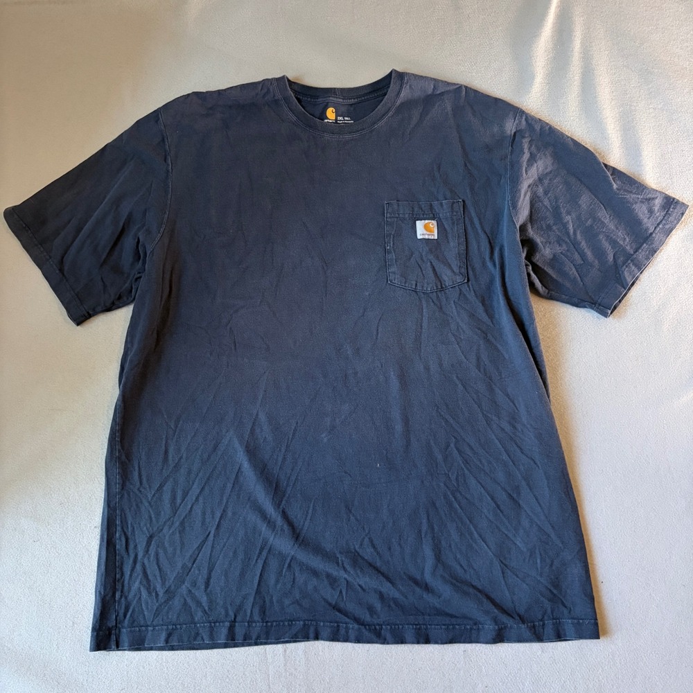 Carhartt Mens 2XL Tall Navy Blue K87 Original Fit Short Sleeve Pocket T-Shirt